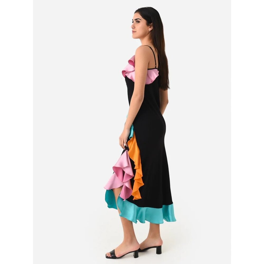 Brogger Edith Ruffle Slip Dress Multi Womens Size Small - Picture 3 of 9